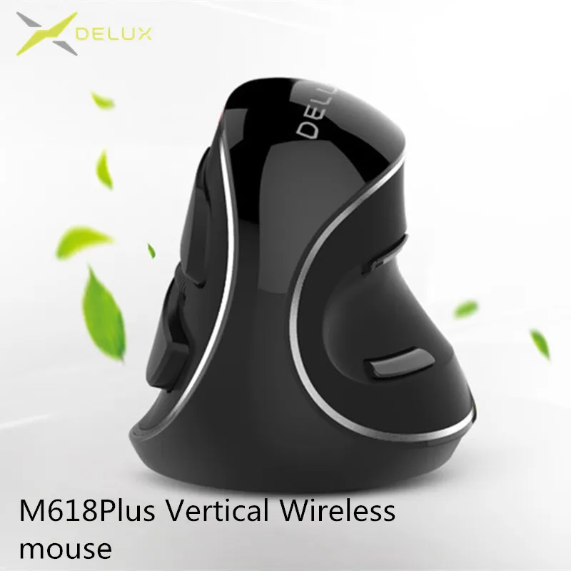 Cena Delux M618 Plus ergonomiczna pionowa mysz bezprzewodowa DPI 1600 6 przycisków funkcyjnych mysz optyczna ze zdejmowaną podpórka dla dłoni dla komputera