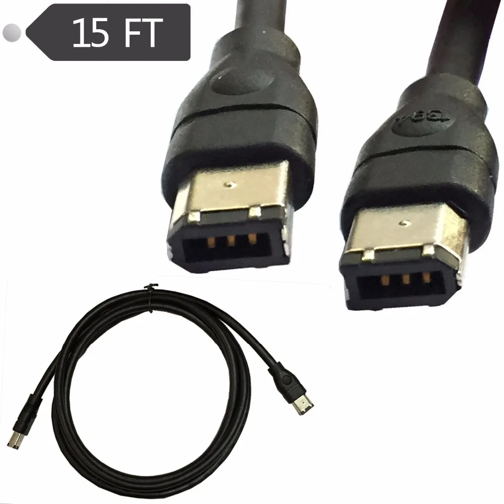 4.5m Black IEEE 1394 Firewire 400 to Firewire 400 Cable, 6 Pin/6 Pin Male / Male 15FT on