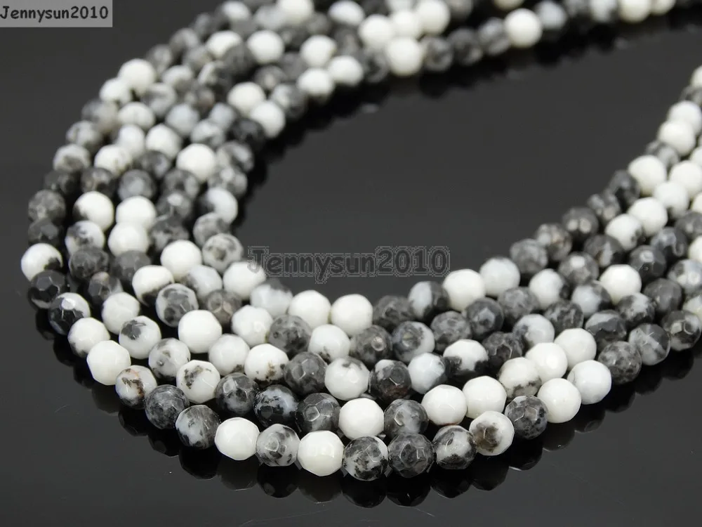 

Natural Zebra Gems Stones 4mm Faceted Round Spacer Loose Beads 15'' Strand for Jewelry Making Crafts 5 Strands/Pack