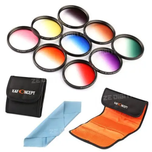 52mm 9pcs Graduated Color Lens Filter Kit Set For Nikon D3100 D3200