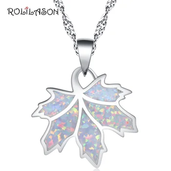 

925 sterling silver Leaf design Created white Fire Opal Gift jewelry For Women Anniversary party SP22