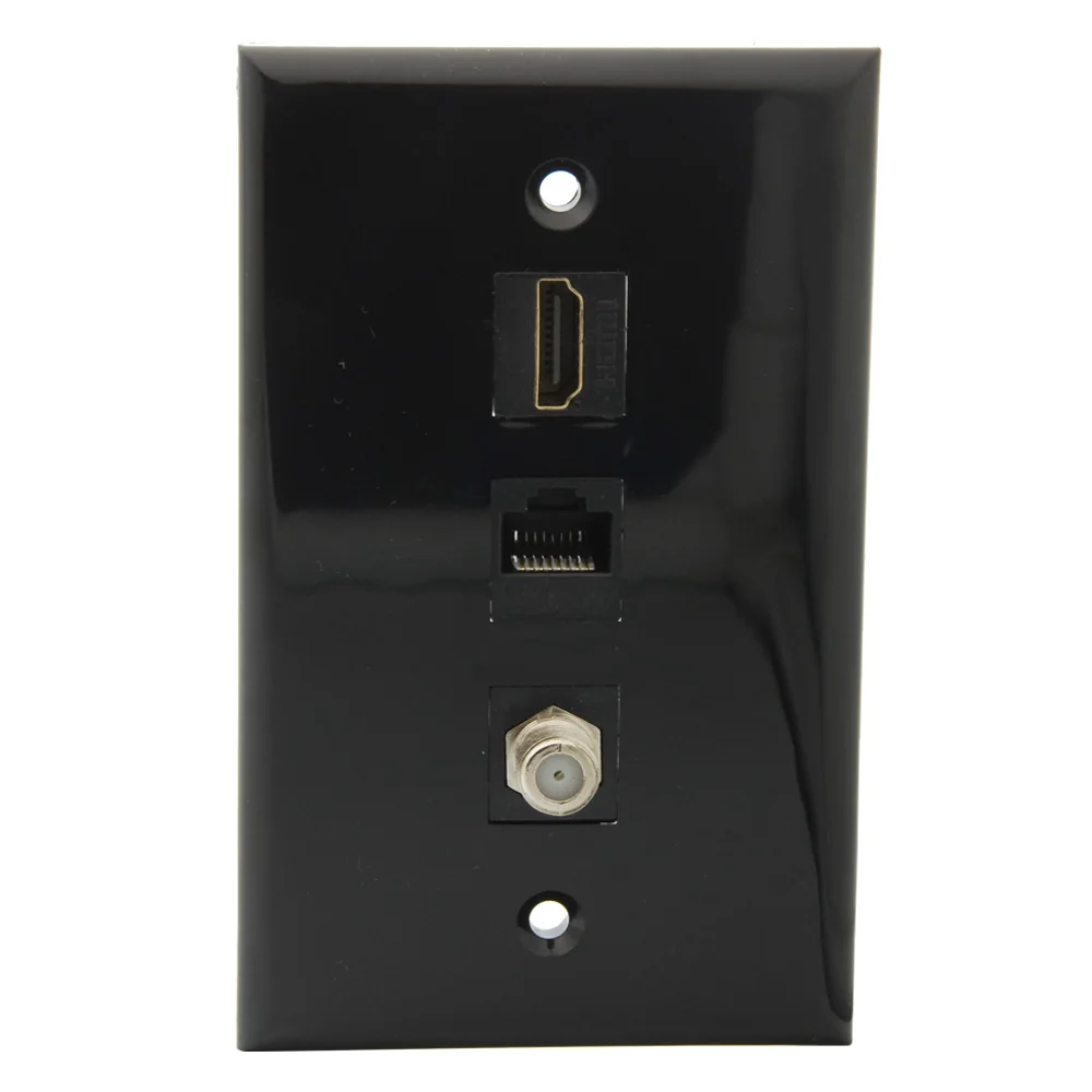 1 банда сплошной Стиль Черный Цвет HDMI CAT6 F RG6 коаксиальный настенная пластина с задней стороны гнездовой разъем