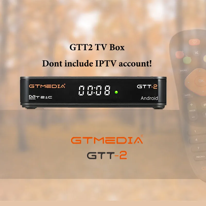 GTT2 BOX (NO IPTV) GTMEDIA GTT2 DVB-T2/C android 2g+ 8g 1080p iptv android 6,0 android DVB-T2 signal freesat gtt h.265 встроенный Wifi 2,4G cccam m3u - Цвет: GTT2 BOX (NO IPTV)