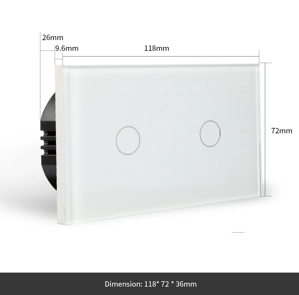 Сенсорный переключатель Bingoelec, стеклянная панель с кристаллами, 2 комплекта, настенный переключатель для лестниц, стандарт США/Австралии, светильник, 110-240 В переменного тока