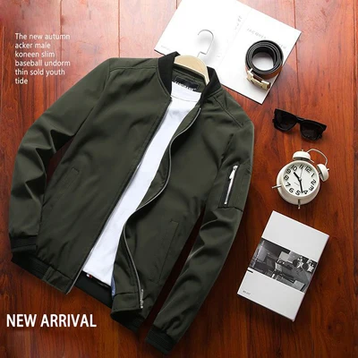 DIMUSI Spring Men's Bomber Zipper Jacket Male Casual Streetwear Hip Hop Slim Fit Pilot Baseball Coats Men Clothing Plus Size 4XL Green