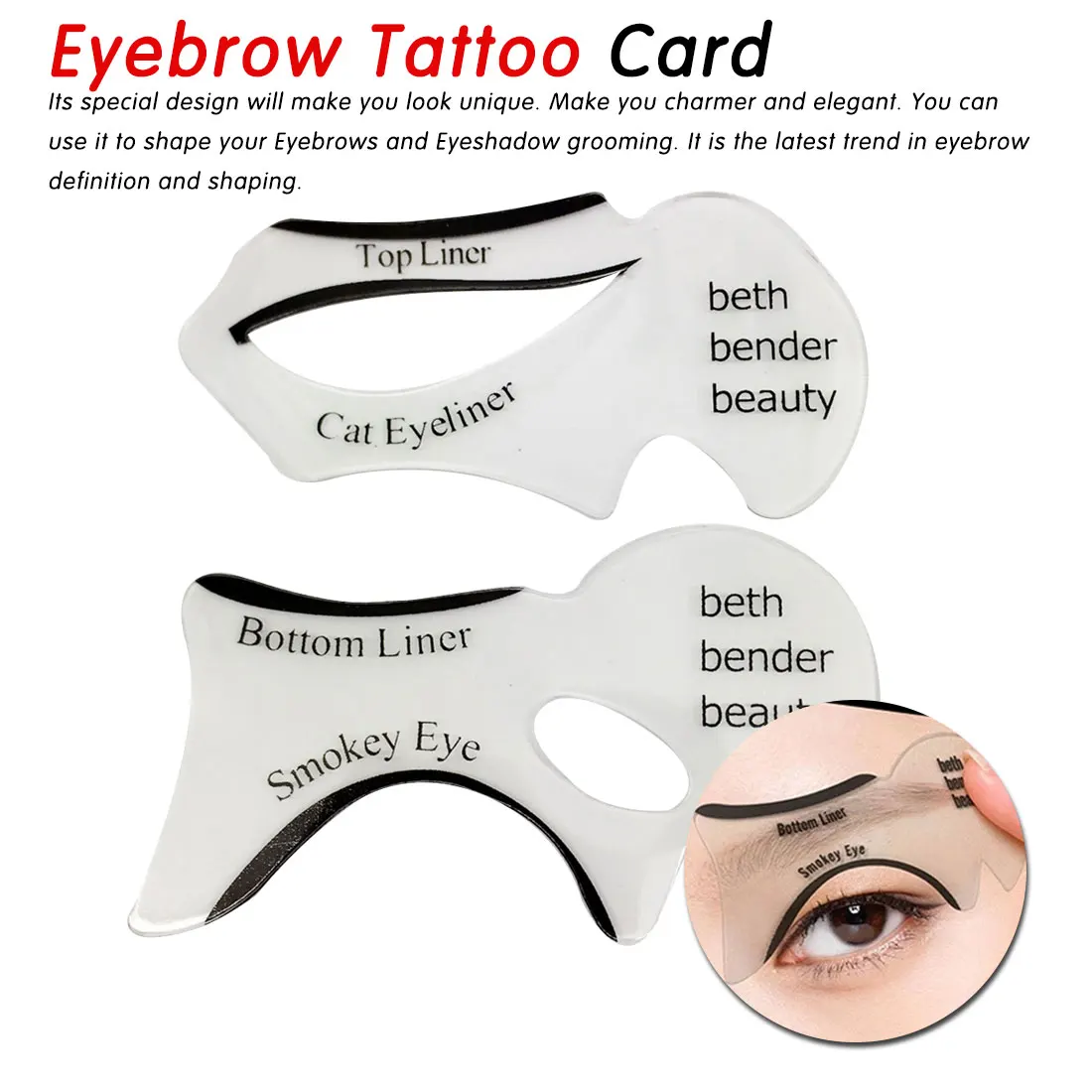 

Plastic 2Pcs Eyeliner Stencils Winged Eyeliner Stencil Models Template Shaping Tools Eyebrows Template Card Eye Shadow