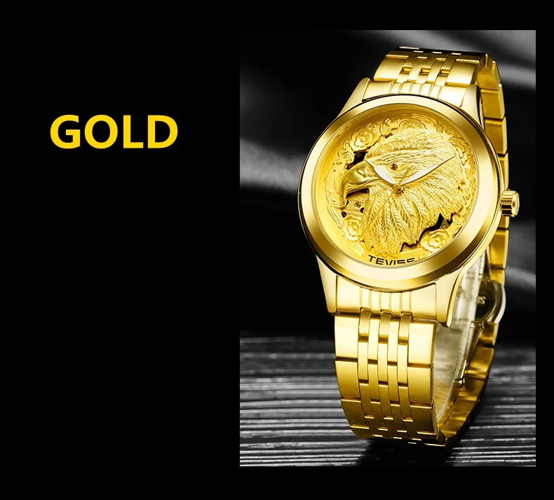 TEVISE Luxury Gold Watch Men Automatic Men Watches Luminous Hands Animal Eagle Mechanical Wristwatches 2018 New Clock Men (11)