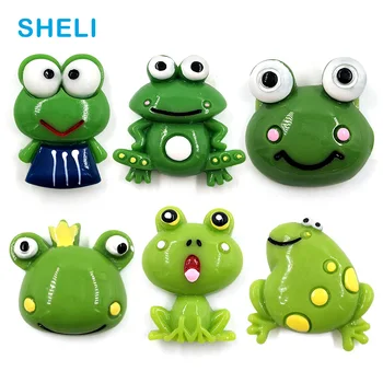6pc Funny Green Frogs fridge magnets Cartoon Beauty whiteboard sticker Refrigerator Kid Message post Home Decoration DIY Resin