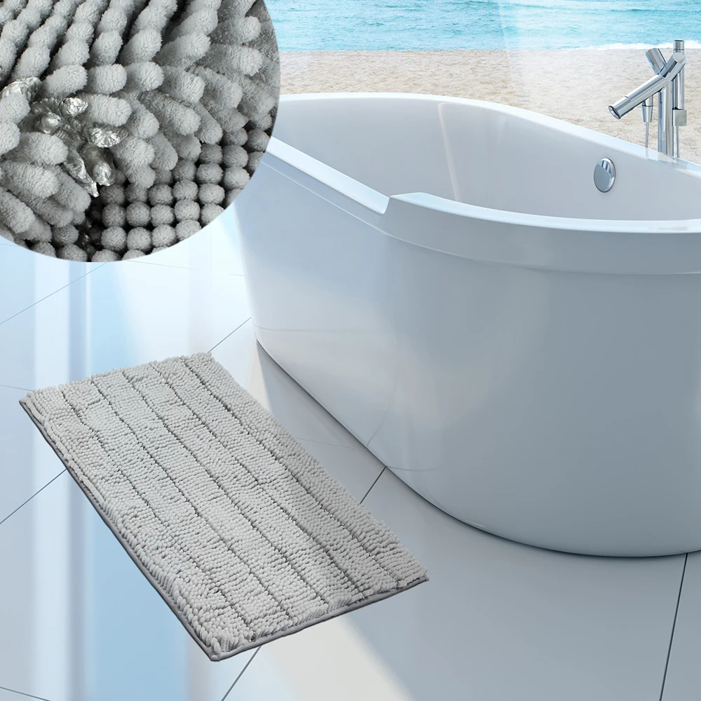 Светильник серый из твердой микрофибры синель коврик для ванной комнаты мохнатый нескользящий коврик водопоглощающий напольный коврик для входной двери размер 86*52 см