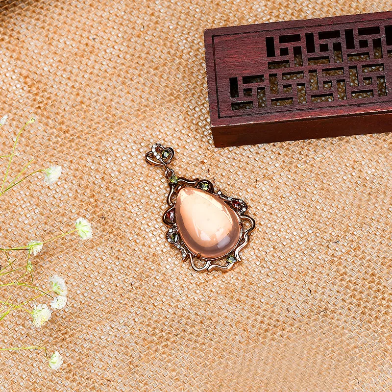 Отправлено в сертификат подлинное мозамбиканское ожерелье Гибискус кулон подарок для влюбленных Розовое Ожерелье Подвеска из розового кварца