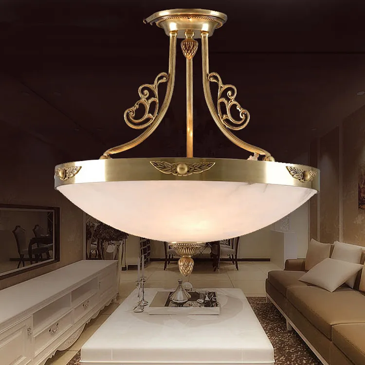 Современный E27 Меди Подвесной Светильник Spanish Alabaster Абажур Для Спальни Led Латунь