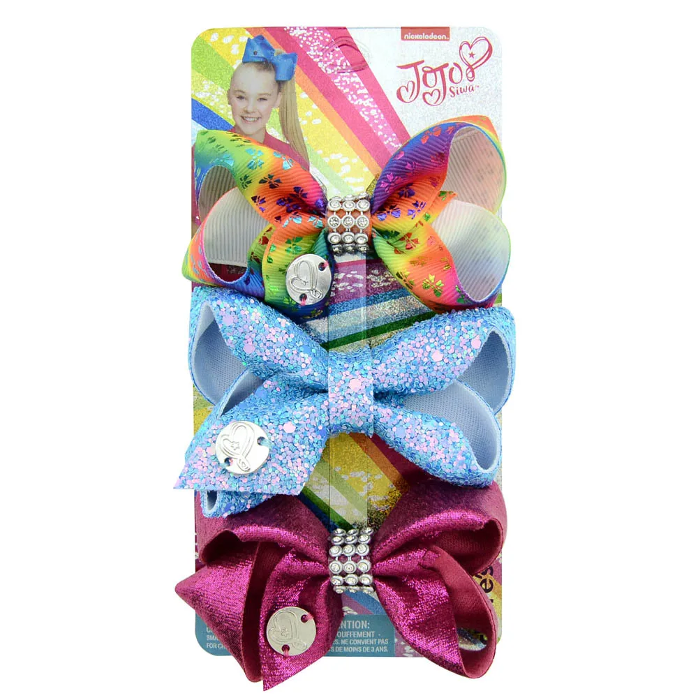 

3PCS/Lot JoJo Siwa Bows Cheer 3Inch Hair Bow with Unicorn Rainbow pattern Beautiful Best Present Girls Hair Clip Accessories