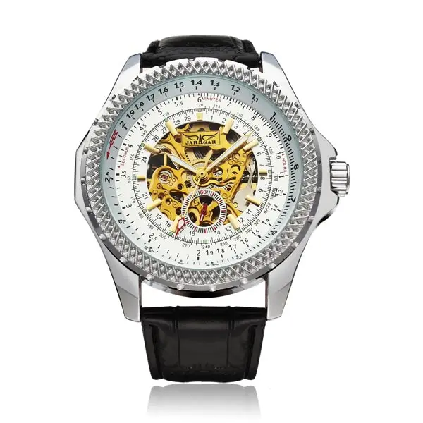 

JARAGAR Brand Big Dial Multi Number Luxury Automatic Mechanical Tourbillon Lether BandMen Wrist Watch Men's Watches 2016 New