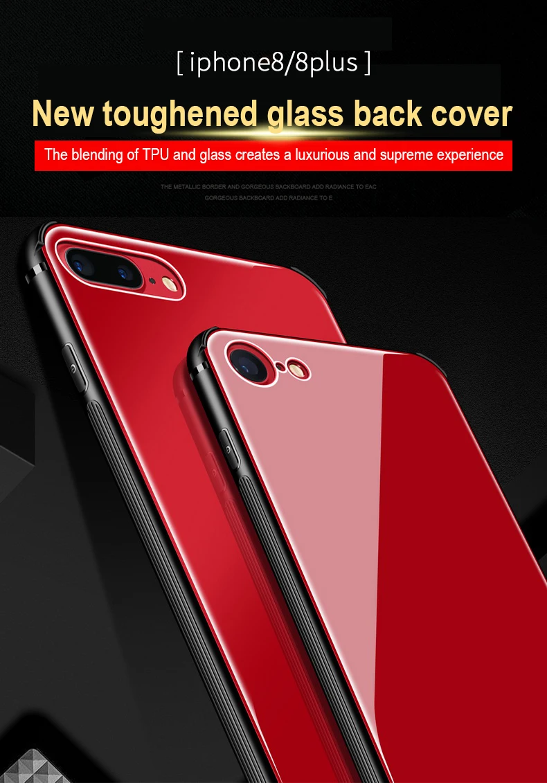 Tempered Glass For Iphone XS Max XR X 8 7 Plus Solid Color Luxury Case Cover Soft TPU Edge Case For Iphone 7 6S 6 Coque