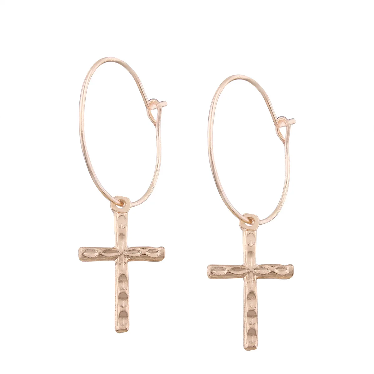 Europe and America Fashion Simple Religious Cross Pendant Hoop Earrings