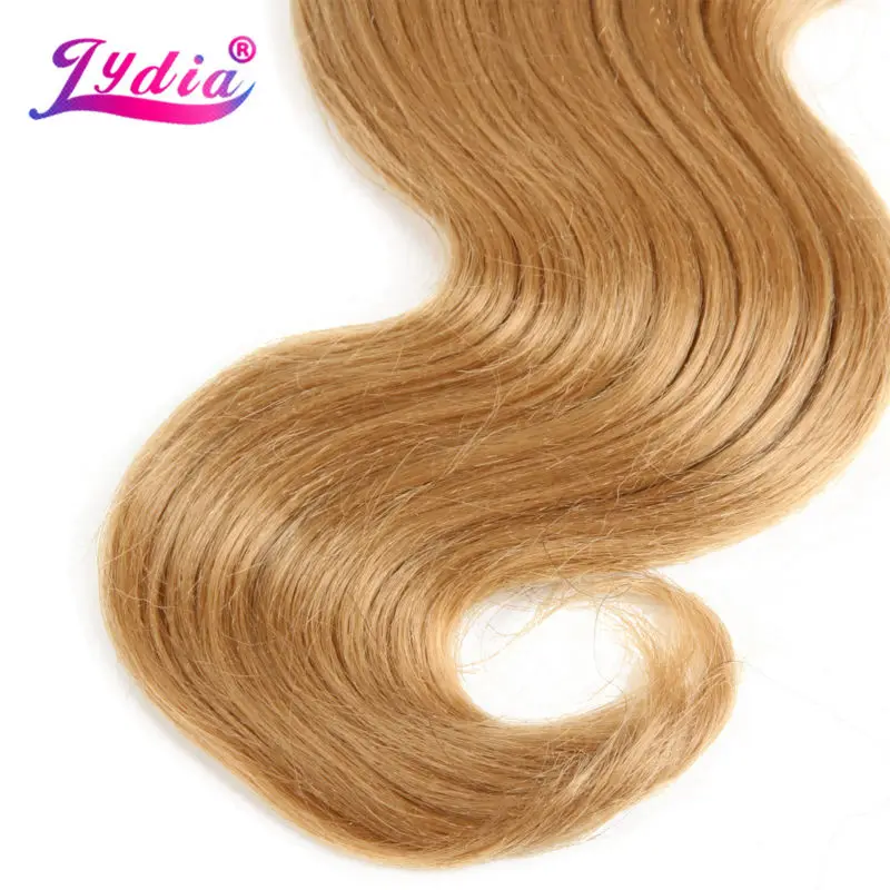Synthetic Hair Weaving for Women Bundles Lydia Nature Wave Hair Extension Yaki Body 16"-26" Pure Color 27# 3PCS/lot Blonden