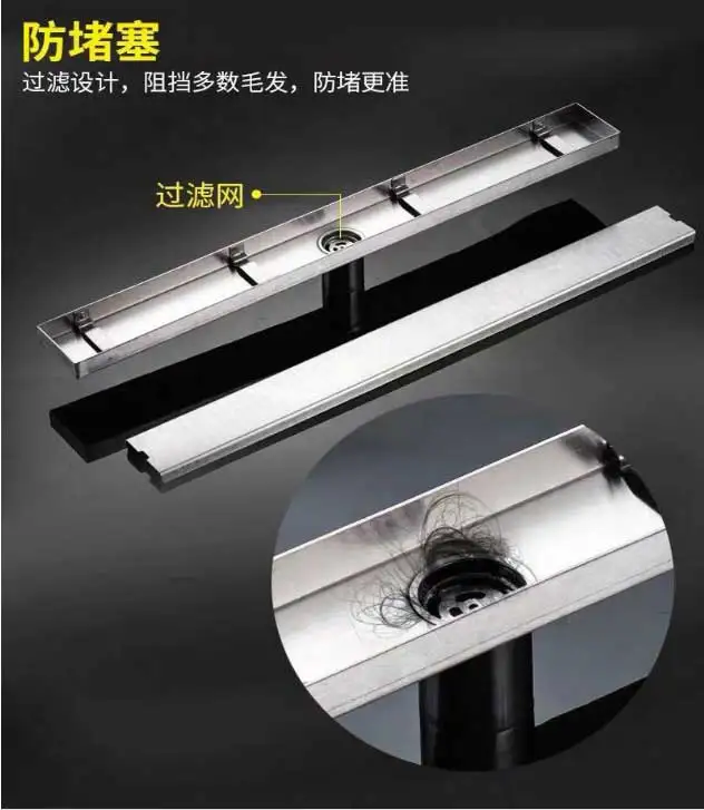 防臭地漏_304不锈钢大排量长条型地漏-卫生间长方形隐形加长---阿里巴巴_09