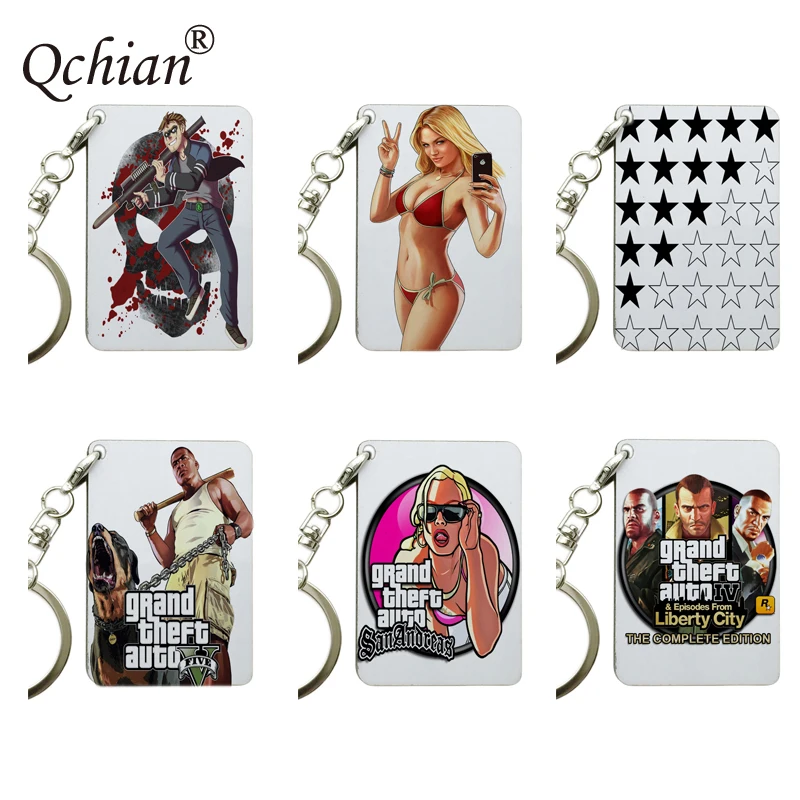 

Grand Theft Auto Color Print Series Keychain Jewelry Decoration Pendant GTA 5 Shopping Promotion Free Gift