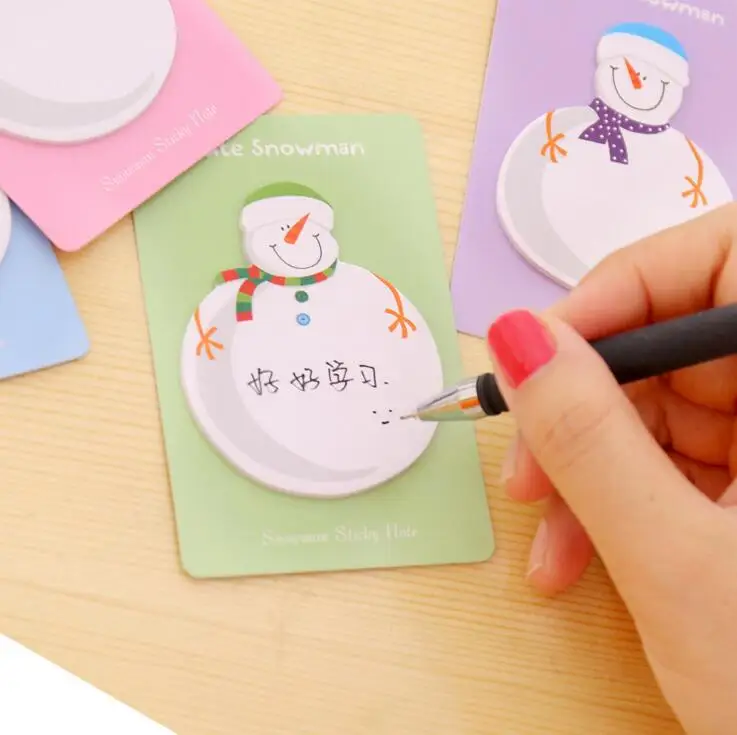 24 упак./лот Милый Снеговик Memo Pad Sticky Notes Эсколар Papelaria Школьные Питания Закладка Post