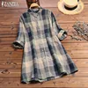 2022 ZANZEA Women's Autumn Blouse Elegant Check Tops Vintage Long Sleeve Tee Shirts Female Button Plaid Work Blusas Casual Tunic ► Photo 3/6