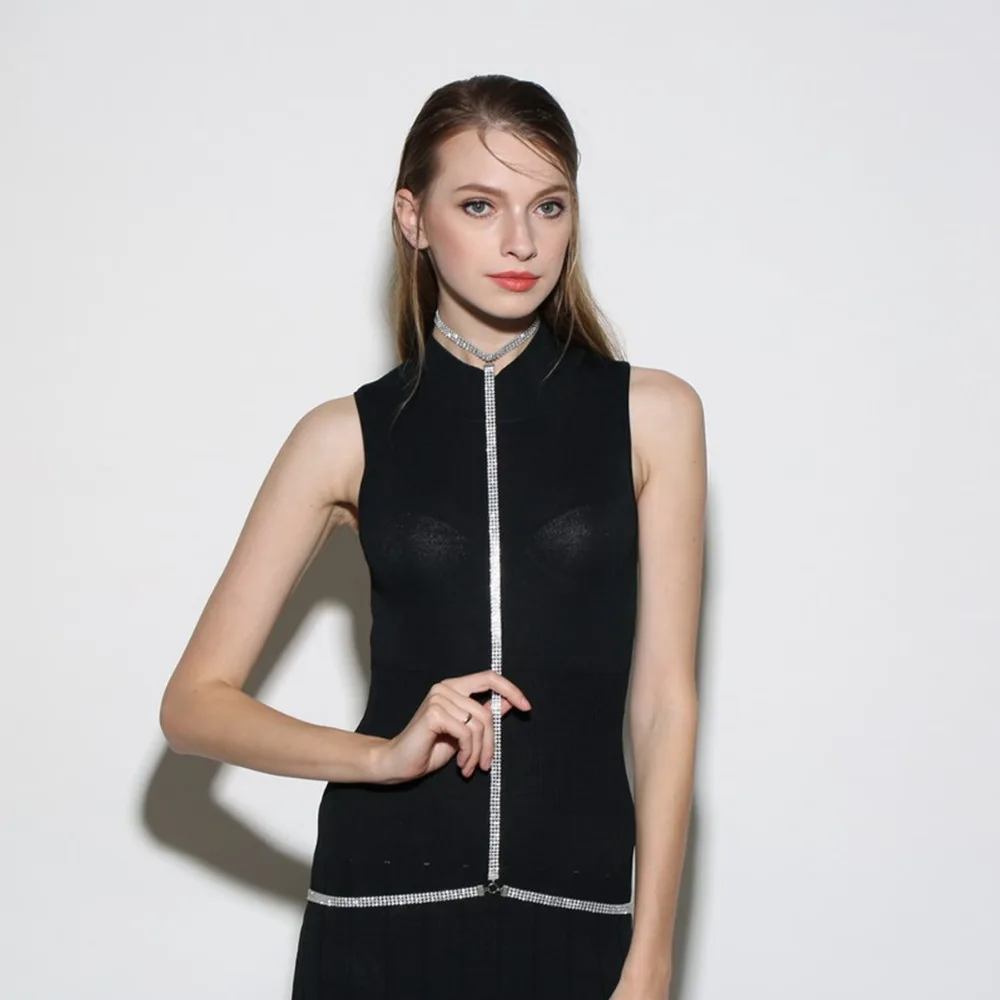 

Fashion Sexy Wrapped Rhinestone Body Chai Plastic Collar Harness Design Belly Statement Pendant Choker Necklace Women Jewelry