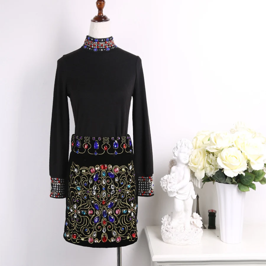 2015 Luxury Style Black Diamonds Pattern Long Sleeve Turtleneck Sweater Pullover Fashion Elegant Knitwear Slim Dresses For Women 2015 Luxury Style Black Diamonds Pattern Long Sleeve Turtleneck Sweater Pullover Fashion Elegant Knitwear Slim Dresses For Women