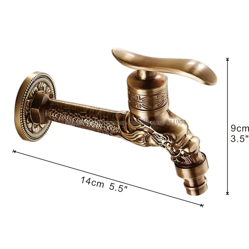 Antique Artistic Dragon Lever Handle Wall Mounted Outdoor Garden Laundry Mop Sink Washing Machine Faucet Hose Tap Antique Artistic Dragon Lever Handle Wall Mounted Outdoor Garden Laundry Mop Sink Washing Machine Faucet Hose Tap