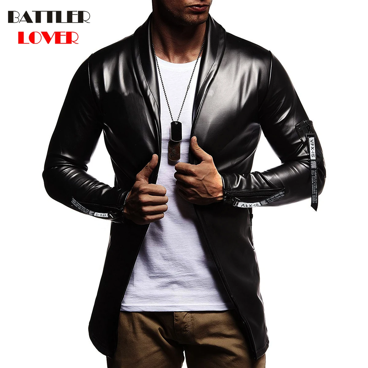 Luxury Men Blazer Spring Fashion Brand High Quality PU Leather Slim Fit Elastic Suit Mens Terno Masculino Blazers Men DJ Jacket