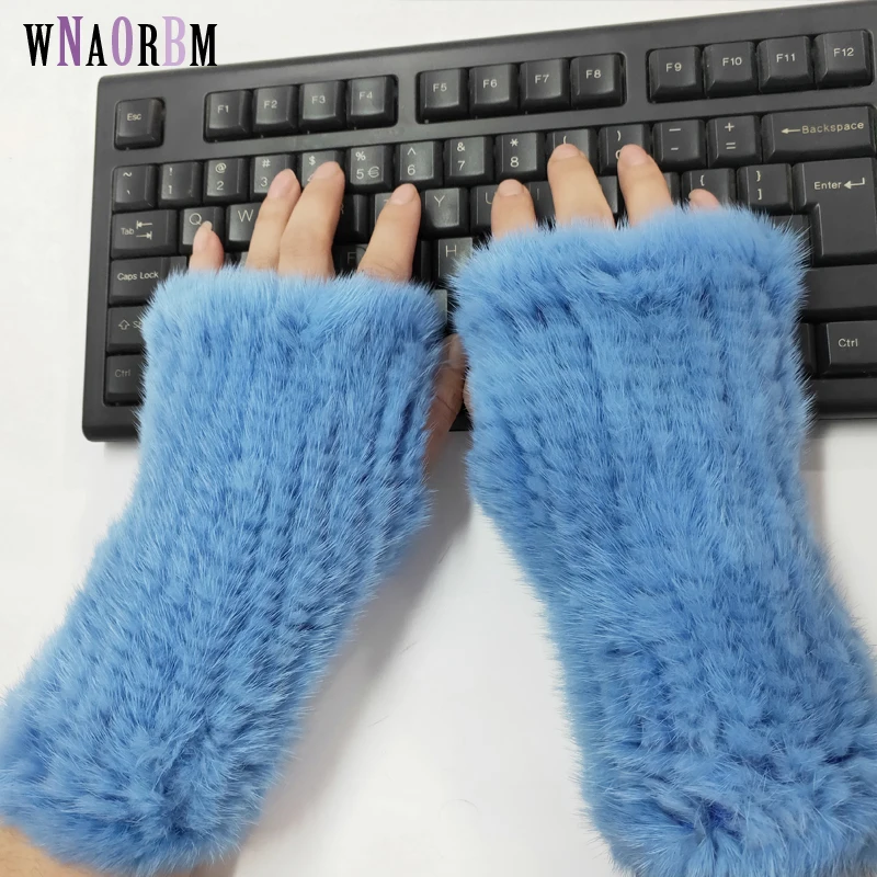 Mink Fur gloves 20 CM 2020 Glove Luxury Brand Mittens Solid Style For Russian Winter Real Gloves | Аксессуары для одежды