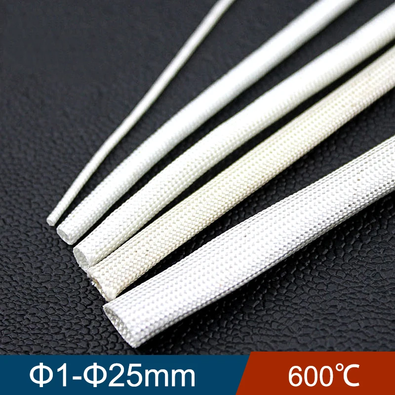33Ft-1mm High TEMP Silicone Fiberglass Sleeve White Insulation Cable Protector