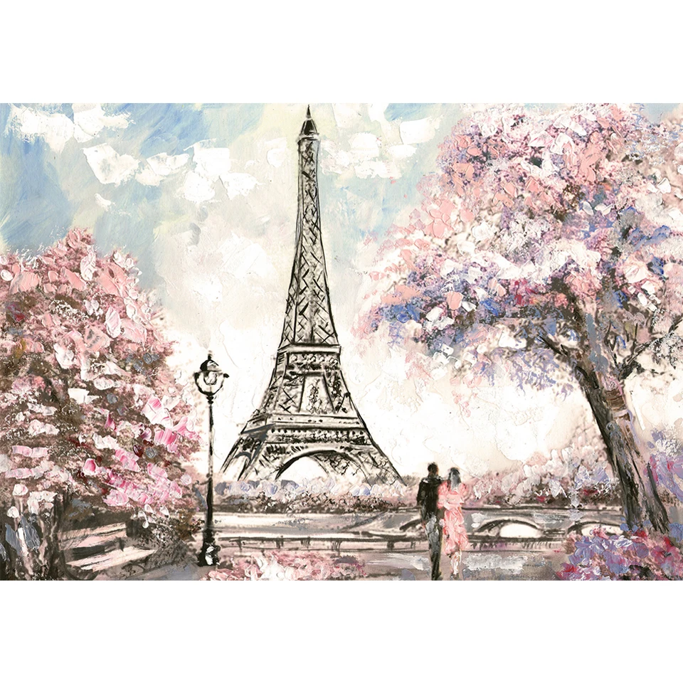 Allenjoy Foto Sullo Sfondo Primavera Parigi Torre Eiffel Pittura A Olio Photo Studio Doccia Neonato Foto Di Sfondo Background Photo Photo Backdropsbaby Shower Backgrounds Aliexpress