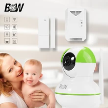 Onvif WiFi IP Cámara + Sensor de Puerta/Detector De Gas Inalámbrico Cámara de Seguridad HD Cámara Wi-Fi App de Control Sensor de Alarma BW12GR