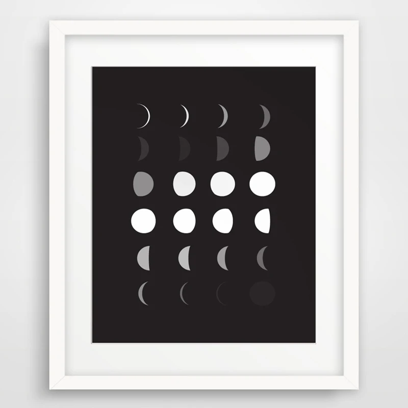 

Moon Phase Print, Printable Wall Art, Black and White Wall Art Modern Wall Picture Canvas Art Poster Oil Painting No Frame