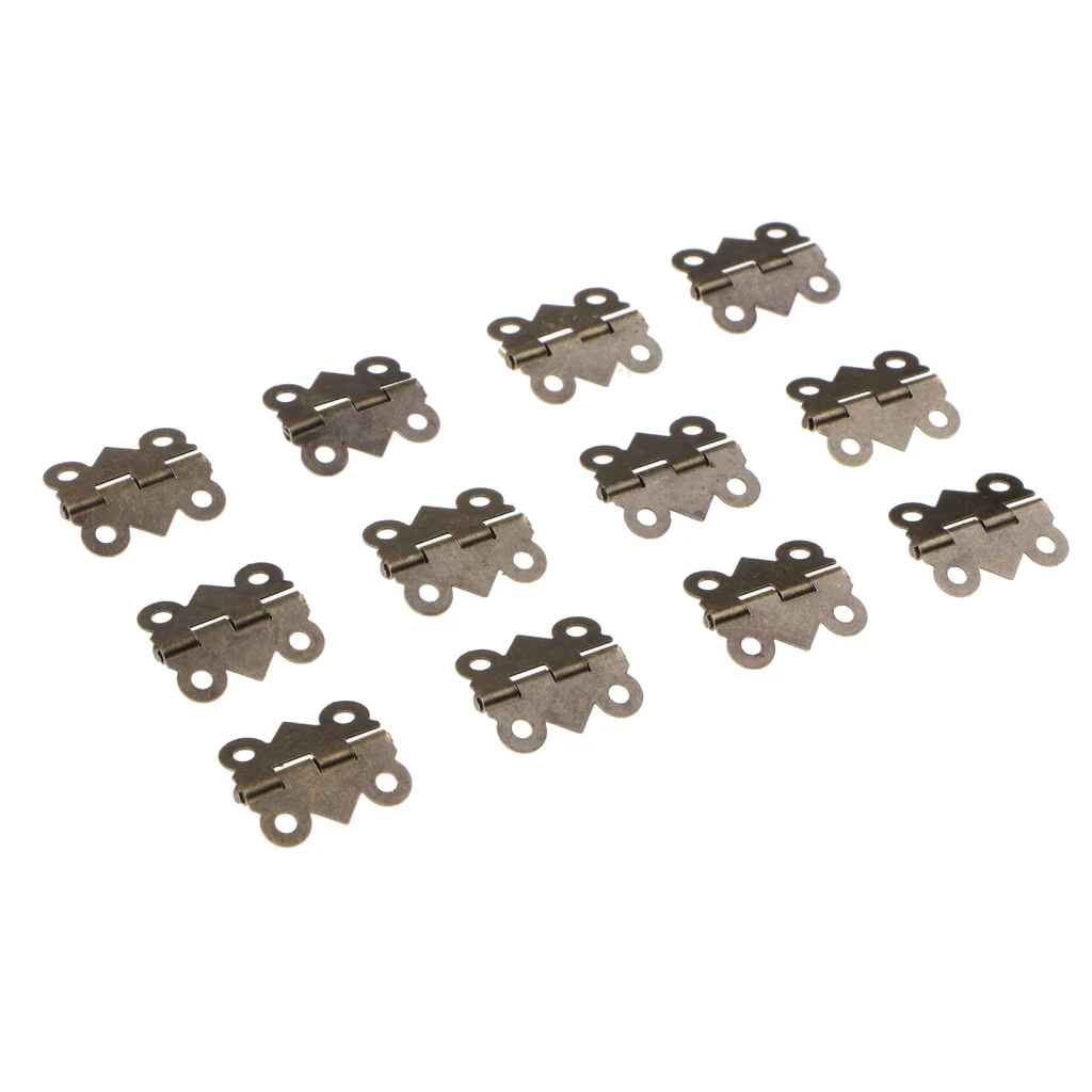 12x Mini Small Bronze Butterfly Hinges Jewerly Chest Box Cigar Box Dollhouse Hinges with Screws	