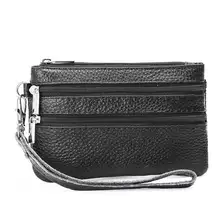 KANDRA New Fashion Triple Zipper Soft Genuine Leather Coin Change Purse 2019 Clutch Wallet Women Small Bag Card Holder Wristlet hot sell new thick purse fashion women zipper wallet wristlet bag with serpentine genuine cow leather
