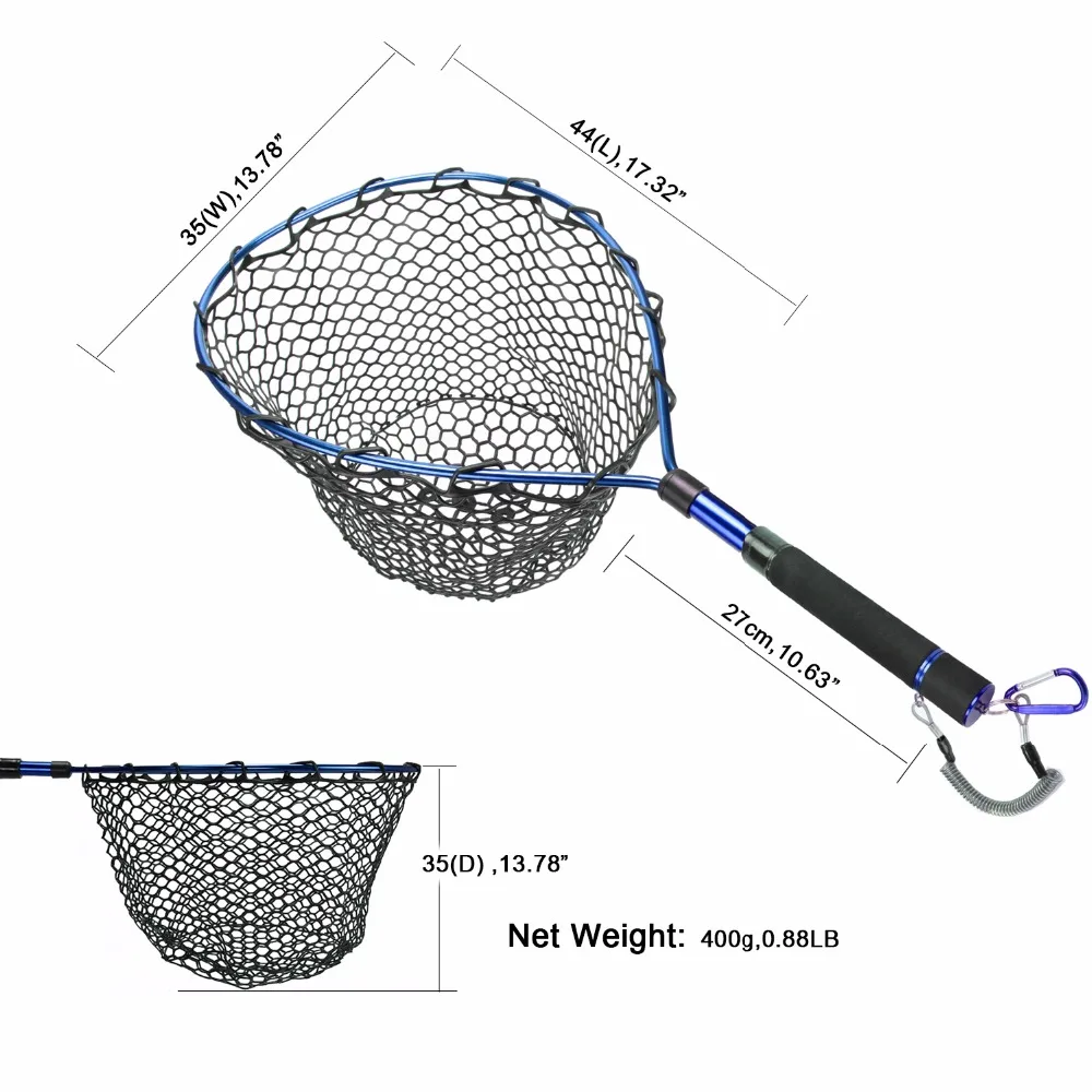 Goture Telescopic Fishing Net Casting Network Landing Fish Net with  Magnetic Buckles Stretchable Lanyard Blue/Red/Purple Colors