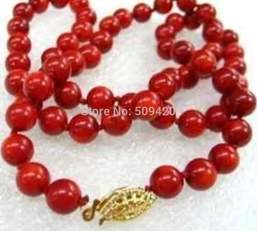 

Wholesale>>>Natural 8mm Red Sea Coral Beads Necklace 18"F3 #@