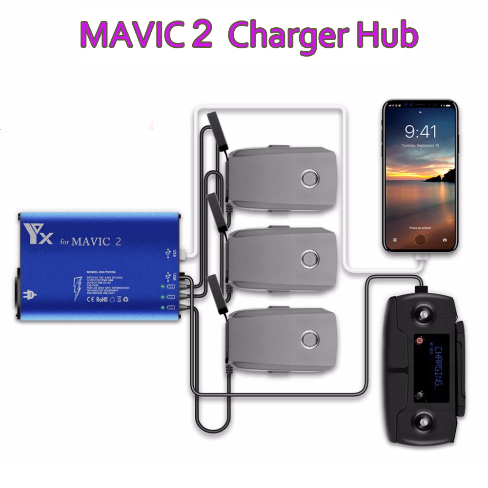 

5 in 1 Mavic 2 Charger Charging Hub for DJI Mavic Pro/Zoom Charger Drone Batteries Remote Controller Charger Accessories