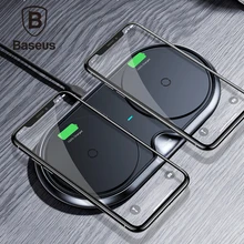 Беспроводное зарядное устройство Baseus 10 Вт с двумя сиденьями Qi для iPhone X 8 samsung S9 S8 Note 8, быстрая зарядка 3,0, беспроводное настольное зарядное устройство