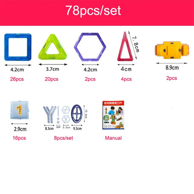 32-352 шт Мини магнитные блоки Сделай Сам Магнитный конструктор Набор для строительства модель и строительная игрушка неограниченное количество creativit игрушки для детей - Цвет: 78pcs