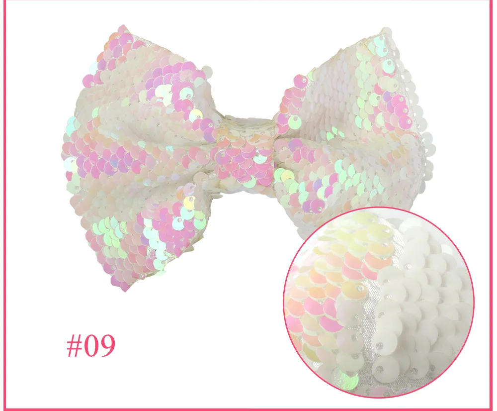10pcs/lot 5" Big Reversible Sequin Bows With Clips Blingbling Rainbows With Alligator Clips Glitter Bows Hairpin