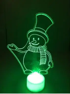 Рождественский акриловый светодиодный светильник, новогодние вечерние елочные блестящие украшения для дома, снеговик, Санта Клаус, красочный орнамент, подарок 15*8,8 см - Цвет: Snowman