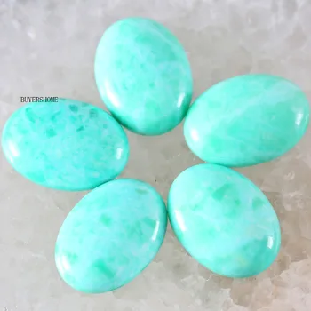 

For Jewelry Making Necklace Pendant Bracelet Earrings 22x30MM Oval Natural Stone Bead Green Amazonite CAB Cabochon 2Pcs K505