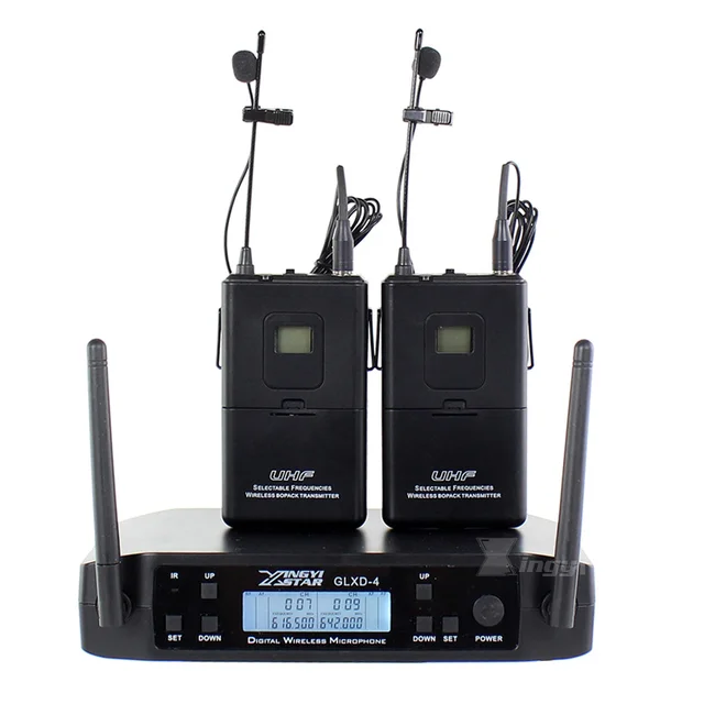 GLXD4 2 Channel Adjustable 600 650Mhz Clip on Collar Lavalier Wireless