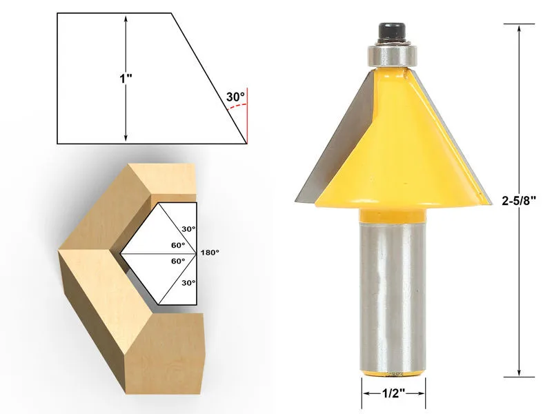 

30 degrees Chamfer and Bevel Edging Router Bit 1/2 Shank Wood Cutter Router high quality Woodworking milling cutter