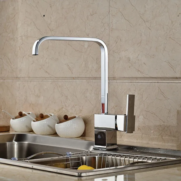 Chrome Finish Kitchen Mixer Taps Deck Mount Hot and Cold Mixers Water