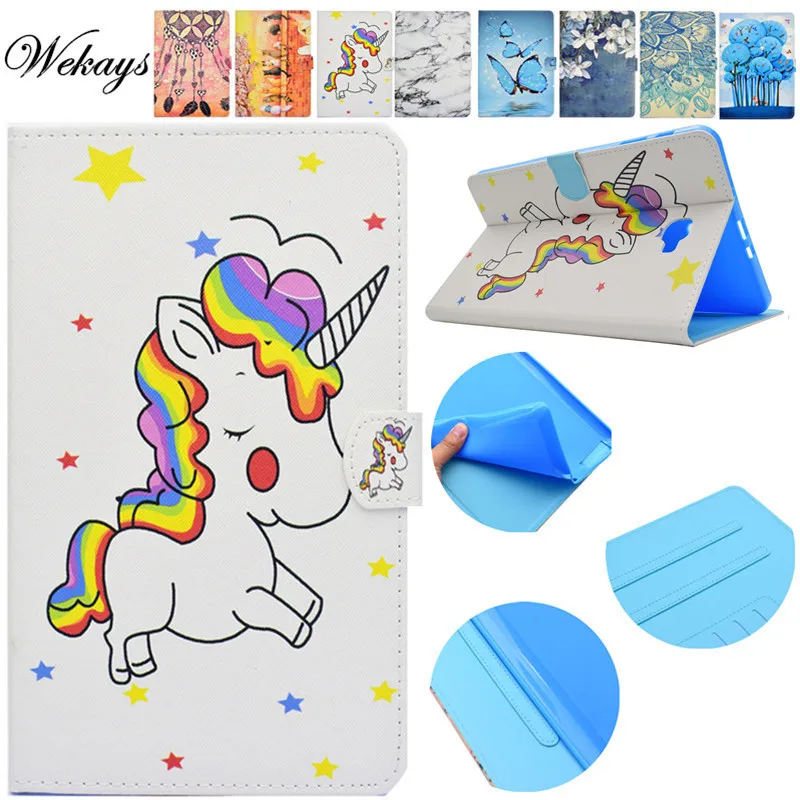Wekays Cute Cartoon Unicorn Leather Stand Fundas Case For Samsung Galaxy Tab A 2016 10.1