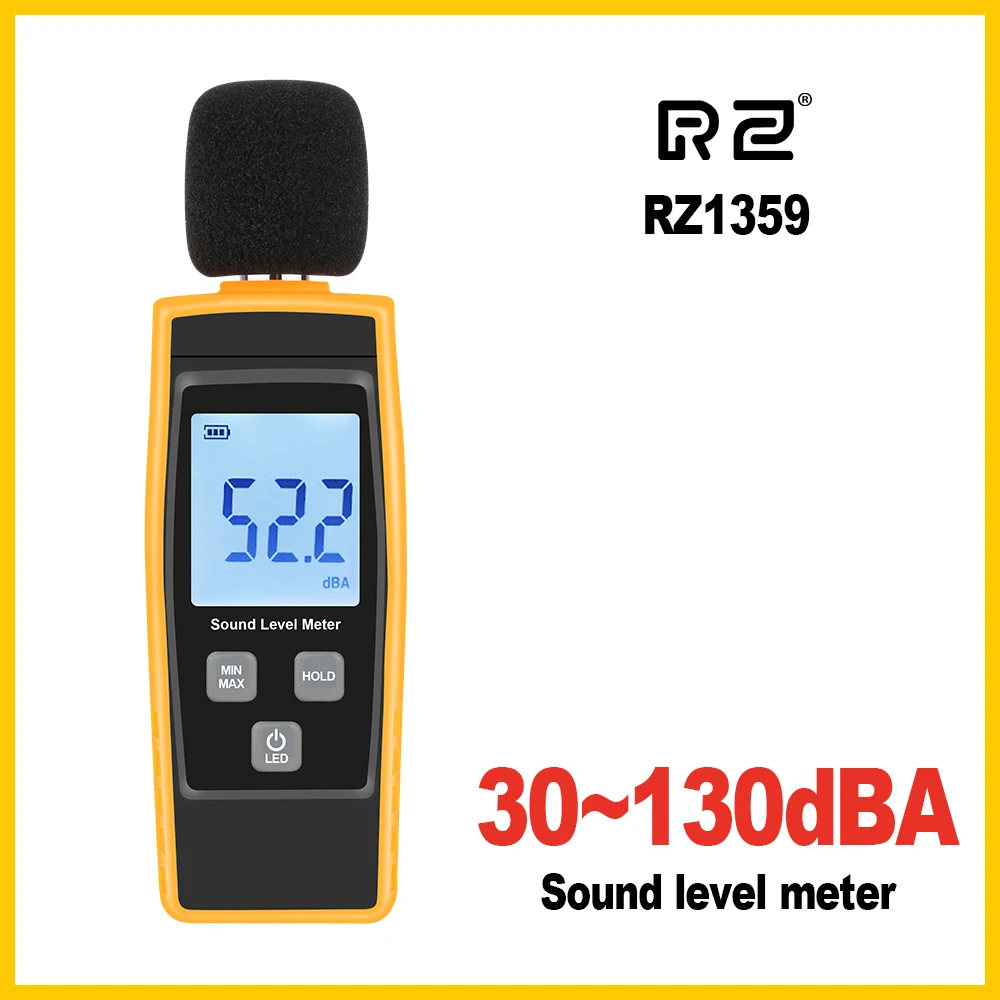 RZ цифровой измеритель уровня звука дБ метров Тестер шума в децибелах ЖК-экран RZ1359