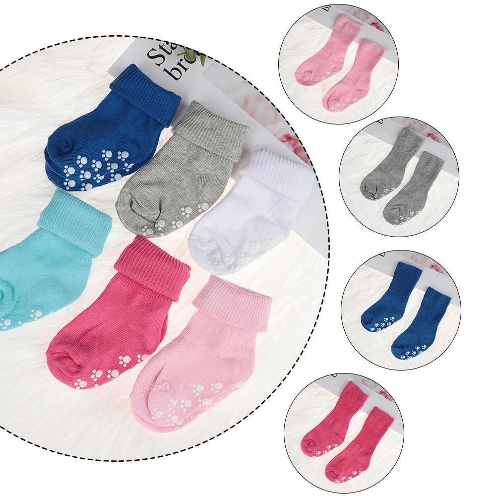 Детские носки унисекс с рисунком для новорожденных нескользящие носки с резиновой подошвой для девочек и мальчиков, хлопковые зимние носки-башмачки для малышей От 0 до 6 лет