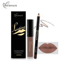 Nice Face Brand Matte Liquid Lipstick + Lip liner Kit Lips Maquillage Sexy Woman labiales Nude Lipstick matte lip gloss Lips kit